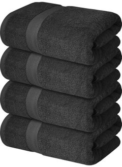 اشتري Premium Bath Towels Set Pack of 4-100% Ring Spun Cotton Towels - Grey Bath Towels 68cm x 137cm - Soft Feel, Quick Dry, Highly Absorbent Durable Towels, Perfect for Daily Use by Infinitee Xclusives في الامارات