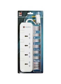 Buy Power Strips CG7004 Heavy Duty Extension Cord with 4 way Outlets with switches, Charging Socket with 2 meter Heat resistant  Extension Cord (White) in UAE