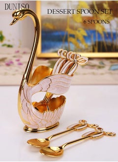 اشتري Creative Dessert Spoon Set European Coffee Spoon Elegant Swan Fruit Spoon Holder Set Tableware Decorative في الامارات