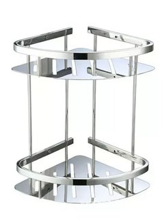 Buy High Quality Double Layer Wall Mount Stainless Steel Corner Shelves Silver in Saudi Arabia