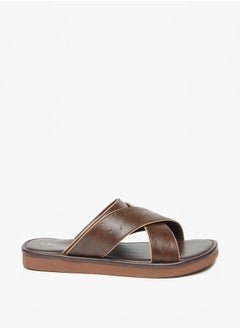 اشتري Men Textured Slip-On Criss Cross Arabic Sandals في السعودية