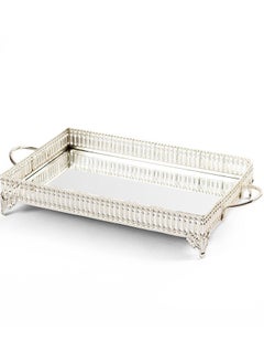 Buy Inci Rectangular Tray, Silver - 44x24 cm in UAE