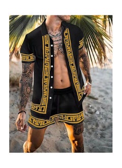 Buy Men's Shirt Casual Loose Shorts Beach Suit in Saudi Arabia