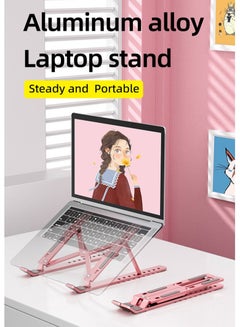 Buy Portable Laptop Stand Adjustable Foldable Small Notebook Bracket Riser Computer Holder in UAE