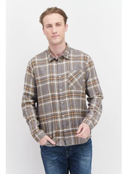 Buy Men Regular Fit Long Sleeves Plaid Casual Shirt, Grey Combo in Saudi Arabia