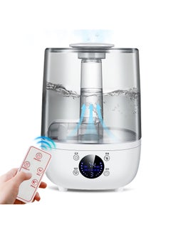 Buy Air Humidifier, 4L Smart Humidifier with Remote & Touch Control, Adjustable Mist 360° Dual Nozzle,  Constant Humidity Mode and Timer, Essential Oil Function, Cool Mist Humidifier Air Purifier for Bedroom, Baby in Saudi Arabia