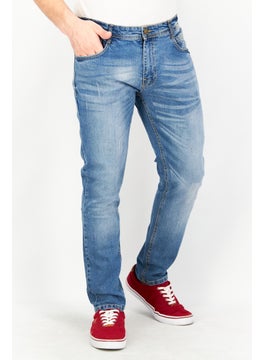 Buy Men Slim Fit Washed Stretchable Denim, Blue in Saudi Arabia