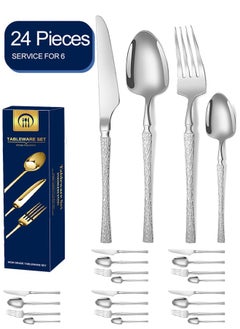 Buy 24 Piece Silverware Tableware Set Premium Stainless Steel Flatware in Saudi Arabia