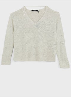 Buy V-Neck Shimmer Sweater in UAE