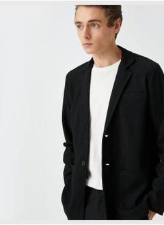 اشتري Basic Blazer Jacket Buttoned Pocket Detailed في الامارات