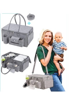 Buy Baby Diaper Caddy Organizer, Portable Diapers Storage Bag with Roll Lid and Removable Dividers for Changing Table or Car, Travel-Friendly in UAE