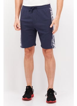 Buy Men Drawstring Brand Logo Basic Short, Navy/White in UAE