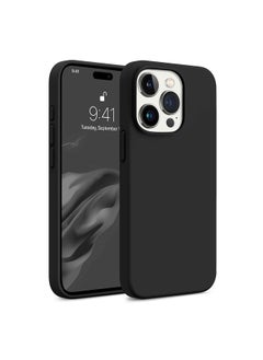 Buy Silicone Case for iPhone 15 Pro Case, Liquid Silicone Cover With Soft Microfiber Lining [Full Covered Camera] Shockproof Phone Case Cover - Black in UAE