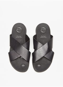 Buy Solid Cross Strap Slip-On Sandals in UAE