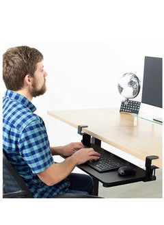 Buy large Keyboard Tray Under Desk Pull Out with Extra Sturdy Clamp Mount System 75x 25cm Out Platform Computer Drawer for Typing Black in Saudi Arabia