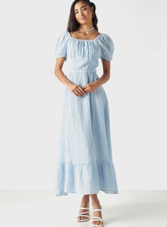 Buy Tiered Maxi Dress With Balloon Sleeves in UAE