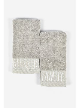 اشتري 2 Pieces Fingertip Towels 30 x 45 cm, Grey في الامارات