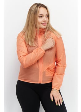 اشتري Women Sportswear Fit Hooded Brand Logo Training Jacket, Orange في الامارات