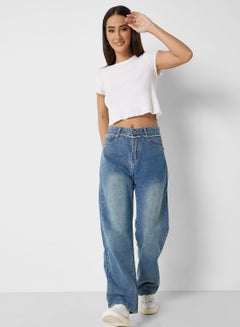 Buy Pocket Detail Mom Fit Jeans in UAE