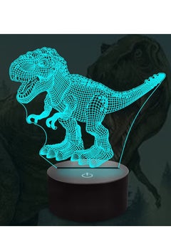 Buy Multicolour Dinosaur Gifts, Dino 3D Night Light for Kids with Remote Control & 16 Colors Changing & Dimmable Function, Xmas Birthday Present for Boy Girl Room Decoration in UAE