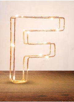 Buy Golden Letter F Glowing with LED Lights 25cm in UAE