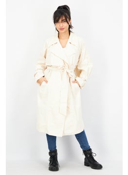 اشتري Women Solid Trench Coat, Beige في الامارات