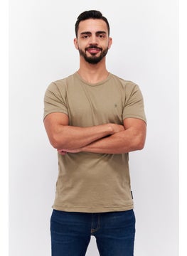 Buy Men 3 Pieces Crew Neck Short Sleeves Plain T-Shirt, Purple/Olive/White in UAE