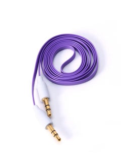 Buy Aux Flat Audio Cable 3.5Mm Male To Male 1m Car Aux Auxiliary Cord Stereo Audio Cable Connector For Smartphones and Tablets Purple in Saudi Arabia