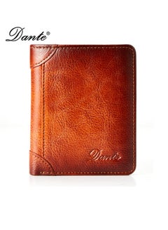 Buy Men's Wallet Vertical Top Layer Cowhide Anti-theft Card Demagnetization Genuine Leather Wallet in Saudi Arabia