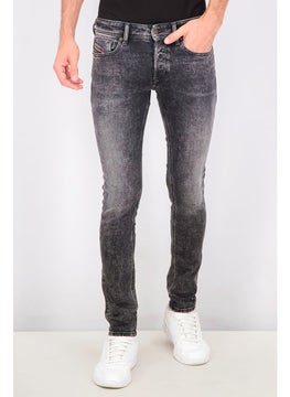 Buy Men Skinny Fit Wash Non Stretchable Denim, Black in UAE