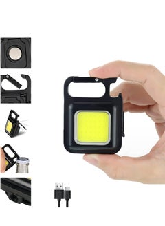 Buy Mini Flashlight 800Lumens COB Bright Rechargeable Keychain for Hiking Flashlights 4 Light Modes Portable Pocket Light with Folding Bracket Bottle Opener and Magnet Base for Camping Fishing Walking in UAE