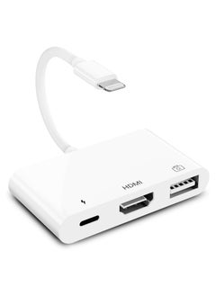 اشتري محول كاميرا Lightning إلى USB HDMI مع منفذ طاقة 3 في 1 كابل OTG متوافق مع iPhone 12 11 X 8 7 iPad 1080P شاشة AV الرقمية وجهاز عرض ولوحة مفاتيح وماوس MIDI Rj45 9.2-14 + في الامارات