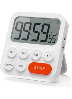 اشتري Timer, Kitchen Timer, Kids Timer, Digital Timer, Egg Timer, Magnetic Timer with Large LCD Display for Classroom, Bathroom and Baking, 3 Levels of Volume, Quick Settings (White) في السعودية