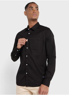 Buy Thomas Scott Men Black Slim Fit Cotton Casual Sustainable Shirt in UAE