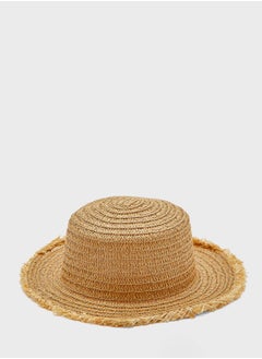 Buy Fray Edge Straw Boater Hat in UAE