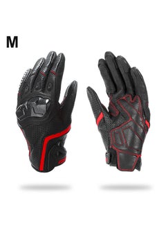 اشتري Motorcycle Gloves for Men Women Touchscreen Motocross Dirt Bike Riding Gloves All Finger with Carbon Fiber Protective Hard Knuckles Red Size M في الامارات