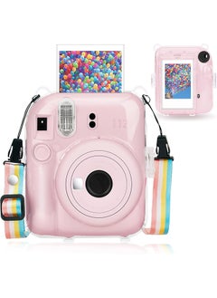 اشتري Clear Case for Fujifilm Instax Mini 12 Instant Camera, Protective Crystal Hard Shell PC Cover with Photo Storage Pocket & Shoulder Strap - Clear في الامارات