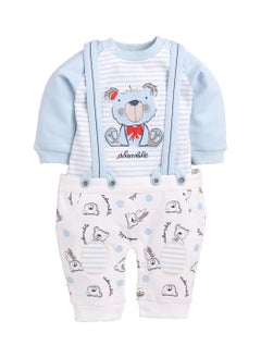 Buy BABY GO Full Sleeve Casual Cotton Dungaree Dress for Baby Boys in UAE