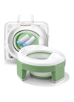 Buy Foldable Training Toilet Chair With Storage Bags For Outdoor And Indoor Easy To Clean Green in UAE