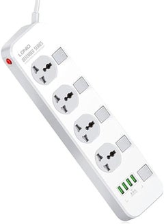 Buy Ldnio SC4408 High Quality Universal Power Strip 5 Power Socket, 4 USB Ports 2500W Overload Protector - White in Egypt