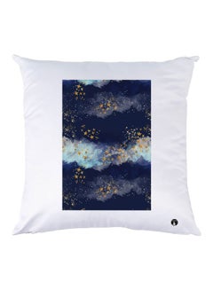 Buy Printed Throw Pillow Polyester White/Blue/Gold 30x30cm in Egypt