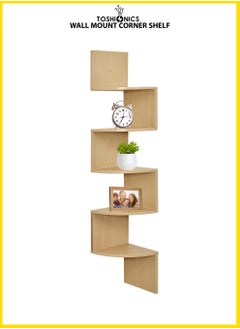 Buy 5 Tier Wall Mount Corner Wooden Shelves for Decorative Organized Bedrooms and Living Rooms Floating Shelves Bookcase Object Display for Wall Storage and Decor Home Display Stand in UAE