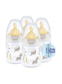 Buy NUK First Choice+ Baby Bottles Set | 0-6 Months | Temperature Control | Anti Colic Vent | 150 ml | BPA-Free | Latex Teat | Safari (Beige) | 4 Count in Saudi Arabia