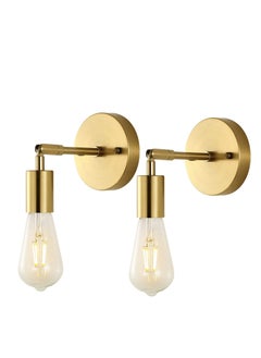 Buy Vintage Bathroom Wall Sconces, 2 Pcs Brushed Brass Bathroom Wall Sconce, Gold Vanity Wall Lights, Vintage Industrial Wall Lamp for Bedroom Living Room Bathroom(Gold Color) in Saudi Arabia