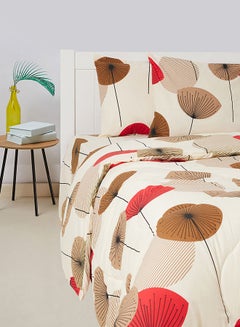 Buy 3-Piece Multi Dandelion Printed Design 180 TC Poly Cotton Single Comforter Set in UAE