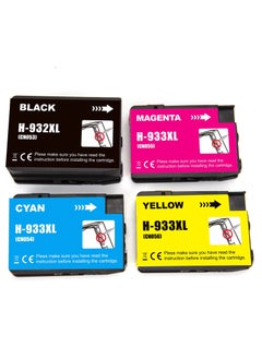 اشتري 932XL 933XL for HP ink Cartridge Set High Yield 4-Pack Black Cyan Magenta Yellow 932 933 XL for Officejet 6100 6600 6700 7110 7610 7612 7510 7512 في الامارات