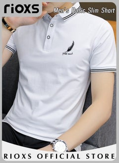 اشتري Men's Basic Slim Short Sleeve Polo Shirt Basic T-Shirt Casual Stand Collar Shirt في الامارات