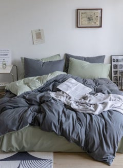Buy Premium Korean Bedding Set, Plain Light Green and Grey Color in UAE