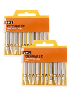 Buy 2-Packs of 10-Piece Double Sided Screwdriver Bits Set Silver 65milimeter in Saudi Arabia