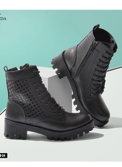 Buy Elegant mesh leather boots b-24-black 37 in Egypt